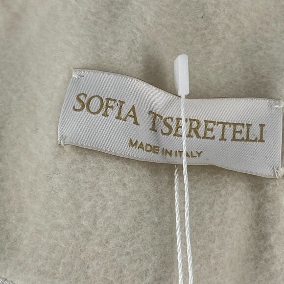 NWT Sofia Tsereteli Redingote Fit Flare Coat Virgin Wool Cashmere Ivory 16/18 - Picture 11 of 14